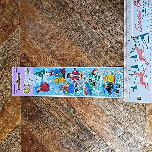 Vintage SandyLion mother of pearl sticker sheet stickers snow winter - Picture 4 of 6